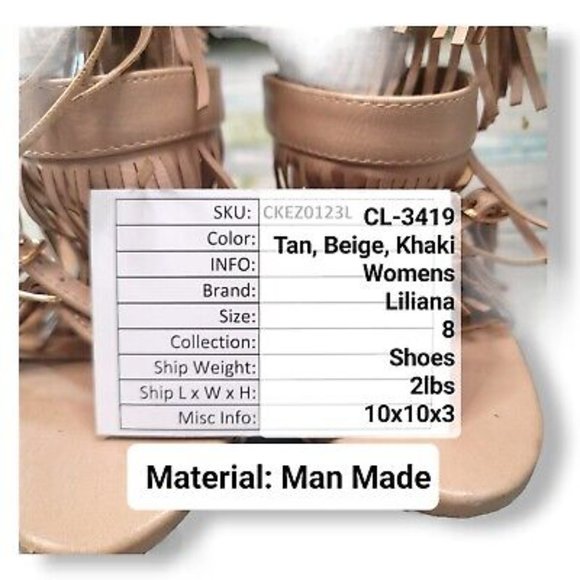 Liliana CG69 Women's Leatherette Open Toe Fringe Zip Stiletto Heel Sandal Size 8 - Picture 3 of 5